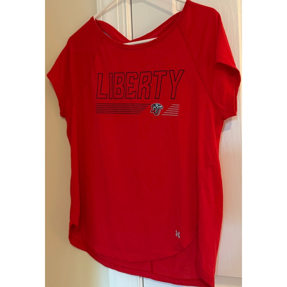 Under Armour Liberty University HeatGear Red Short Sleeve Keyhole Back Tee Small